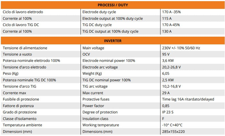 SALDATRICE A ELETTRODO, TIG a contatto ERGUS, SL 170/35 (INVERTER)