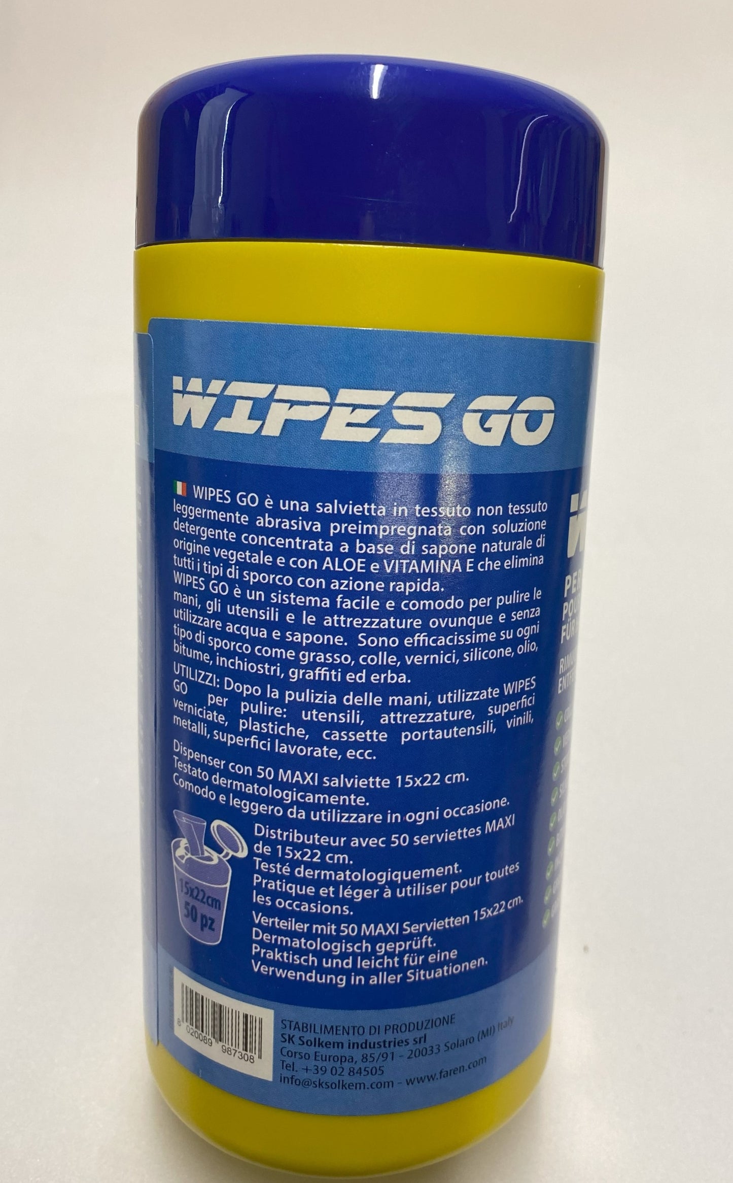 Salviette Wipes Go 50 Strappi Faren per mani attrezzi, superfici, utensili