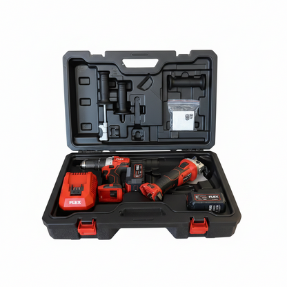 Kit Flex 18V — Trapano a Percussione + Smerigliatrice Angolare + 2 Batterie 5,0Ah