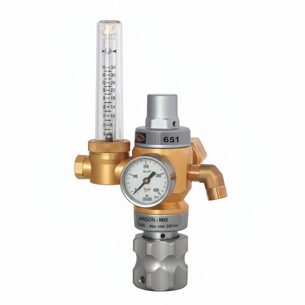 Riduttore pressione Argon CO2 Harris (mod. 651 30 Lmp) doppio stadio con flussometro | precisione e stabilità per saldatura