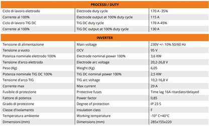 SALDATRICE A ELETTRODO, TIG a contatto ERGUS, SL 170/35 (INVERTER)