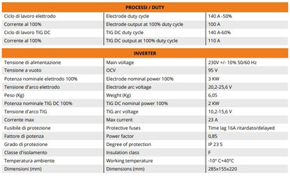 SALDATRICE A ELETTRODO, TIG a contatto ERGUS SL 140/50 (INVERTER)